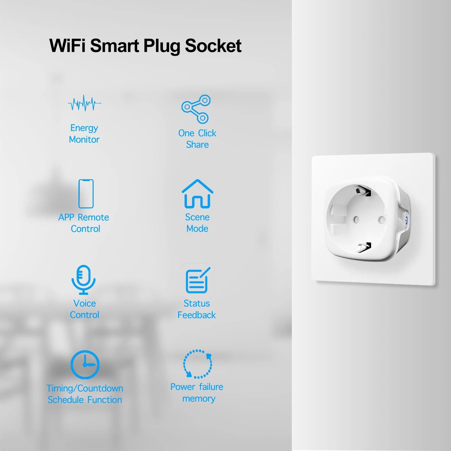 Tuya 16A 20A EU prise intelligente WiFi prise intelligente avec fonction de surveillance de l'alimentation fonction de synchronisation commande vocale Alexa Google Assitant