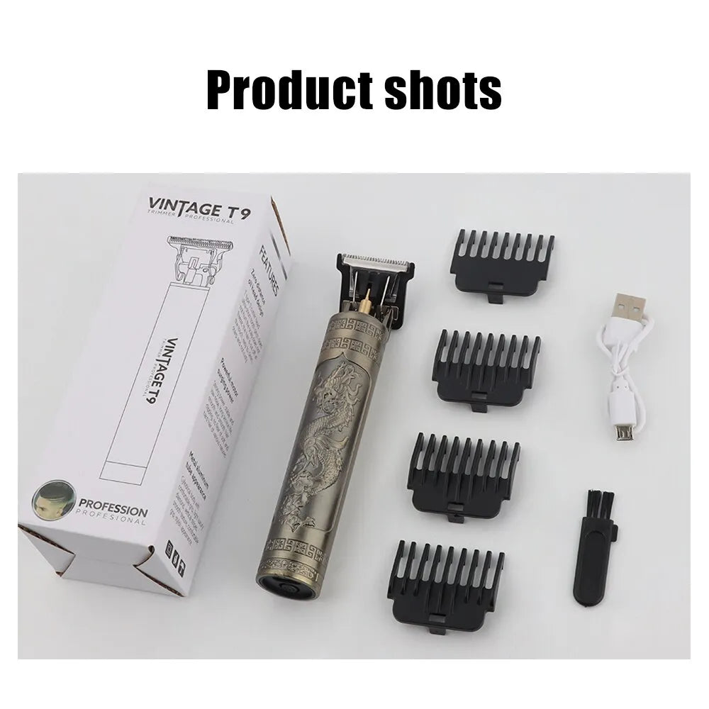 Tondeuse à cheveux électrique Vintage T9 pour hommes, rasoir professionnel Rechargeable, tondeuse de barbier pour hommes Dragon bouddha