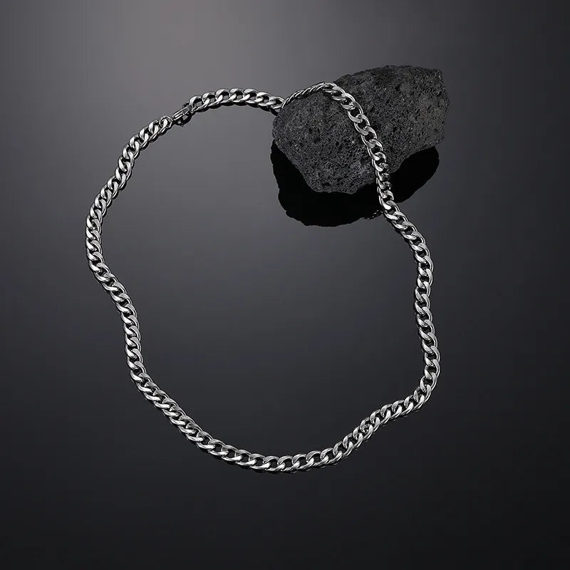 Stainless Steel Chain Necklace Long Hip Hop for Women Men on The Neck  Fashion Jewelry Gift Accessories Silver Color Choker