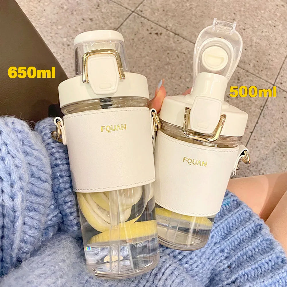 Double Drink Cup Trend Bottle Water Fitness Sports Large Capacity Water Bottle With Straw Outdoor Bicycle Travel botella de agua