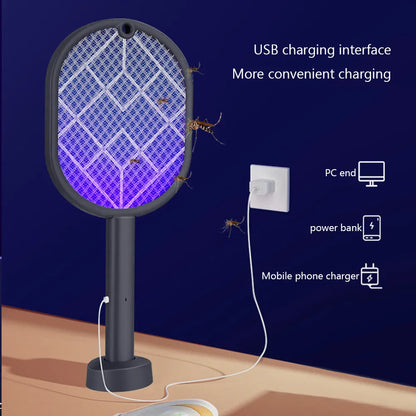 Matamosquitos eléctrico 2 en 1, trampa para matamoscas, matamoscas eléctrico, raqueta para mosquitos recargable por USB, Exterminador de moscas para el hogar