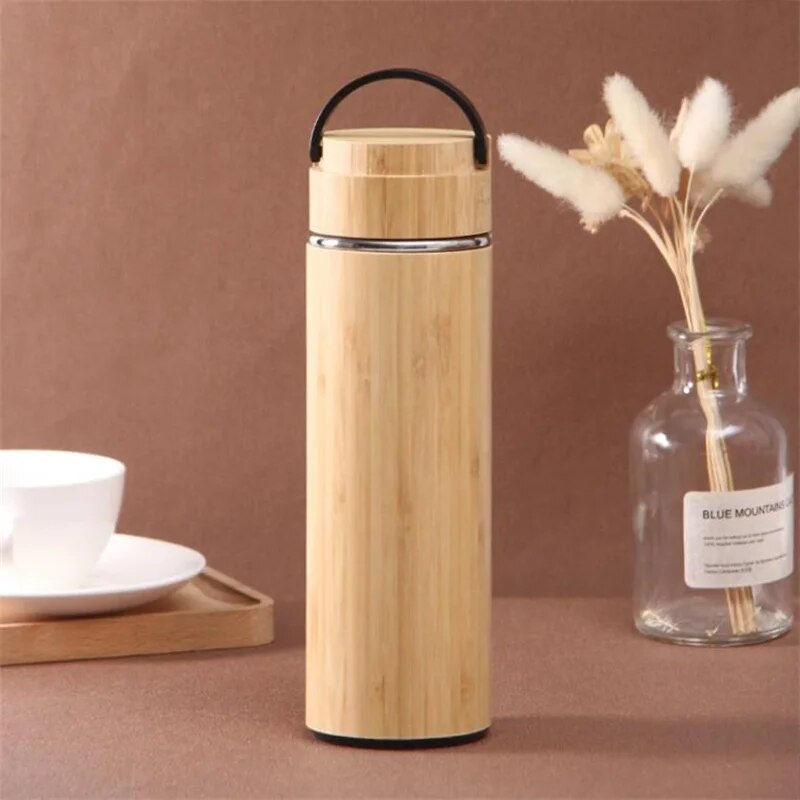 350/450Ml New Bamboo Vacuum Flask Stainless Steel Water Bottle Tumblers Portable Vacuum Flask Coffee Cup Home Office Thermos Cup