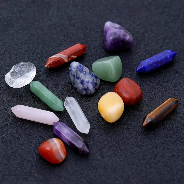 14pcs Pointed Quartz Crystal Healing Stones Yoga stone Crystals Set Hexagon Rose Quartz Gems for Meditation Home Decor Ornaments