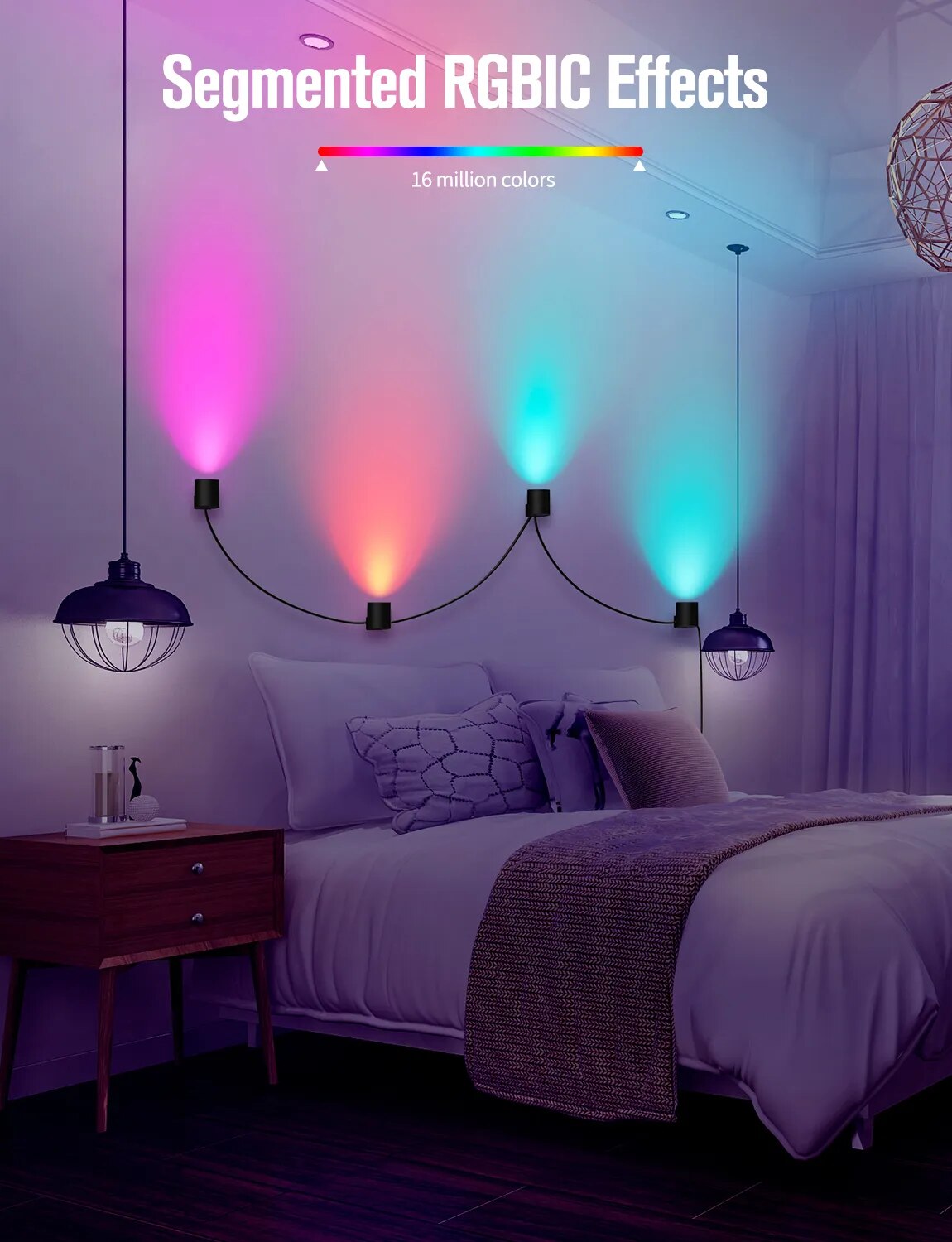 Tuya Wifi Modern Simple Smart Wall Lamp Decorated With Various Color Lines Living Room RGB Dimmable Smart Wall Lamp