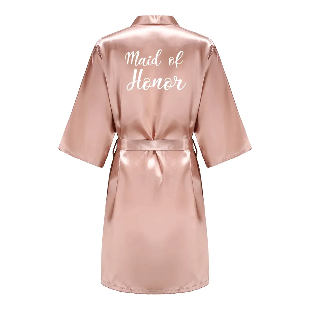 Robes de demoiselle d'honneur de mariée pour femmes, cadeaux de fête de mariée, robe d'équipe, vêtements de nuit en Satin de soie, Kimono, peignoir d'été Sexy