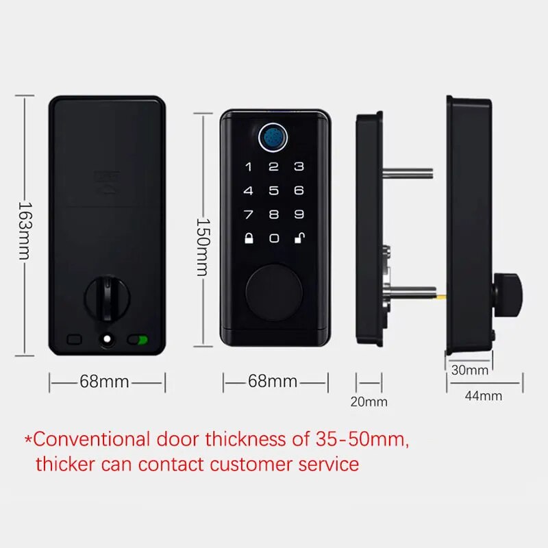 Digital Electronic Door Lock with Smart Fingerprint Password Rfid Card, Tuya Deadbolt Keyless Entry, Digital Biometric Locks