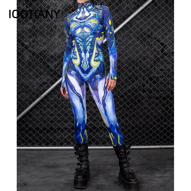 Costume de Cosplay pour adultes, lignes musculaires, motif de couleur, Costume Zentai en Spandex, body de fête d'halloween, combinaison de sport taille haute