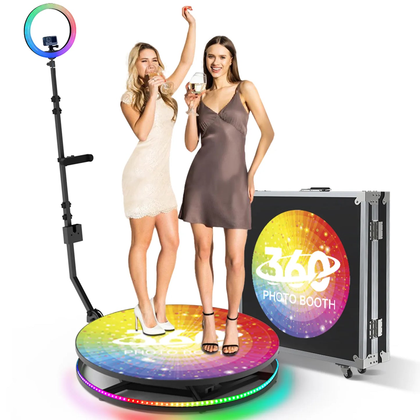 60cm-115cm Automatic 360 Photo Booth Machine for Parties Rental Weddings Slow Motion Auto Rotating Photobooth 360 Video Booth