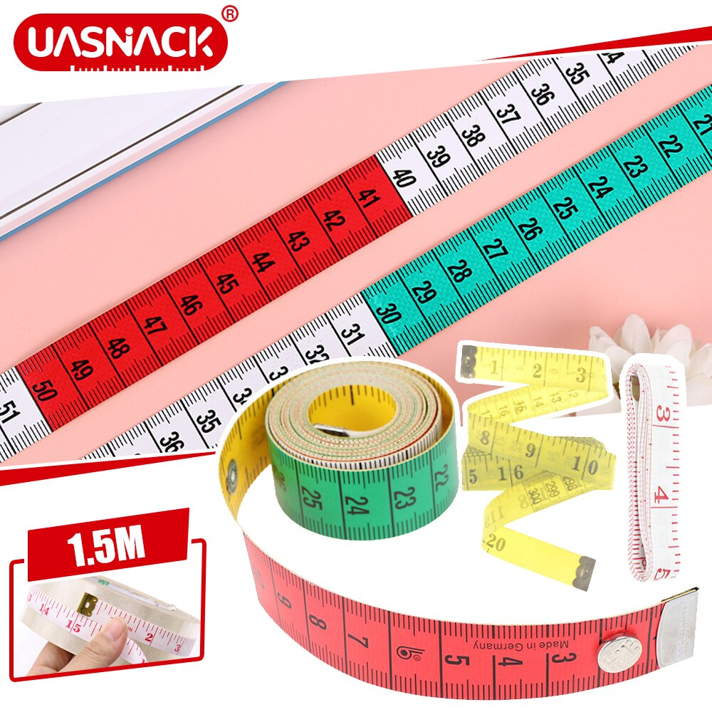 1.5M/60in Soft Tape Measure Tailor's Tape with Snap Fasteners Body Measuring Double-sided Ruler For Needlework Sewing Tool