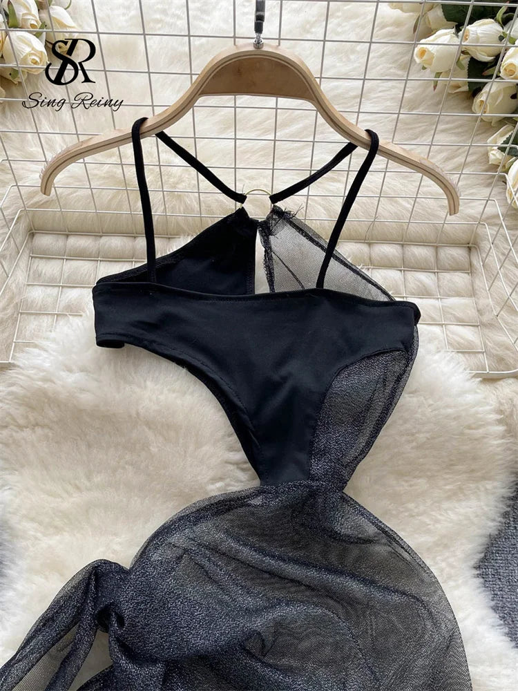 Wanita – robe de nuit sensuelle en maille, sans manches, brillante, vêtements de nuit sexy, transparente, ajourée, transparente, 2023