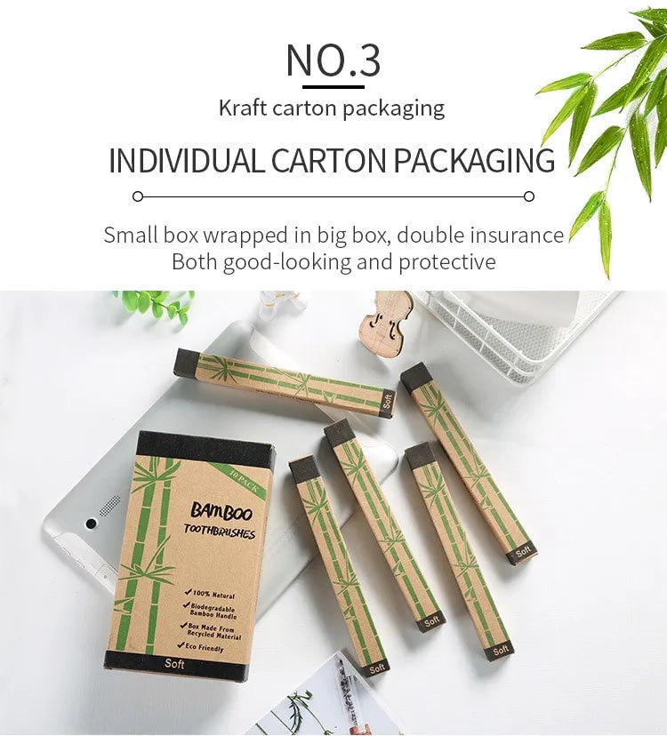 Cross Border Single Bamboo Toothbrush Set Natural Bamboo Toothbrush Tablet Set Ten Pack Bamboo Products Toothbrush