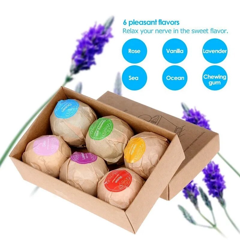 6pcs Bathtub Bath Ball Fragrance Essential Oil Explosion Bath Salt Ball