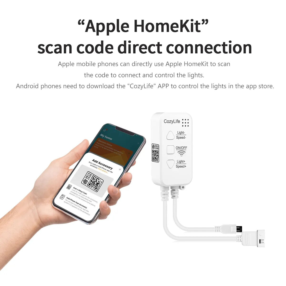 Escanear código configurar Apple Homekit Smart Wifi en casa tira de luces LED RGB 12V lámpara LED inteligente Siri Control de voz Alexa Google Home