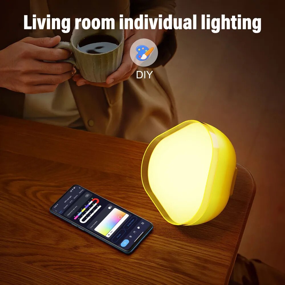 Lampe de bureau intelligente Wifi, lampe de chevet RGB, veilleuse au rythme de la musique, Compatible avec Alexa Google Home, pour chambre à coucher, fête, salle de jeux