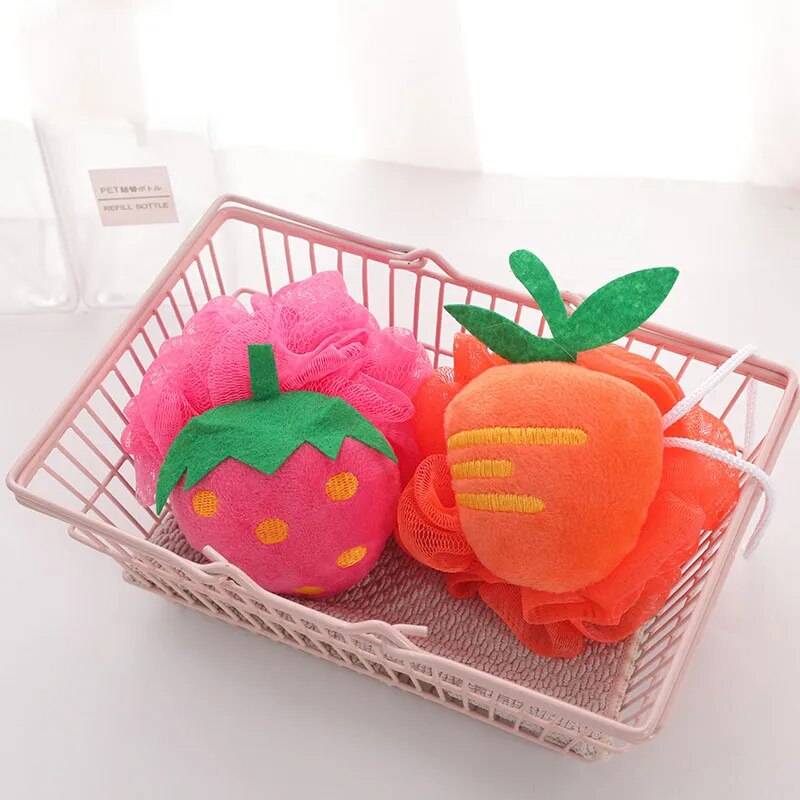 Wisp for Body Shower Bath Ball Scrub Cleaning Body Care and Exfoliants Cartoon Fruit Wholesale Sponge Ball  for Bath