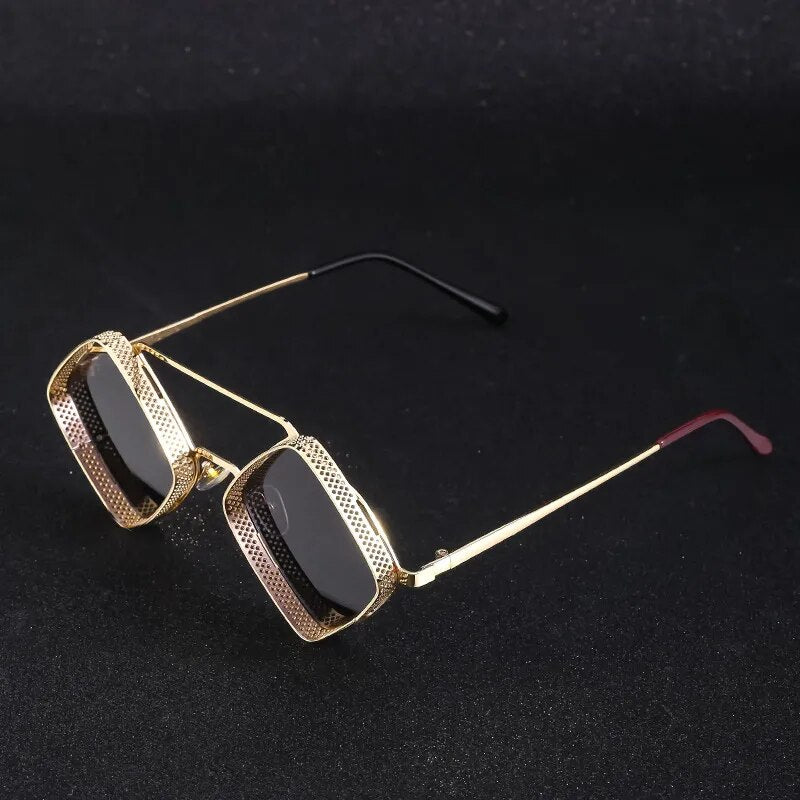 Steampunk Sunglasses New Retro Men Ladies Metal Hollow Frame Fashion Glasses Brand Designer High Quality Sunglasses UV400