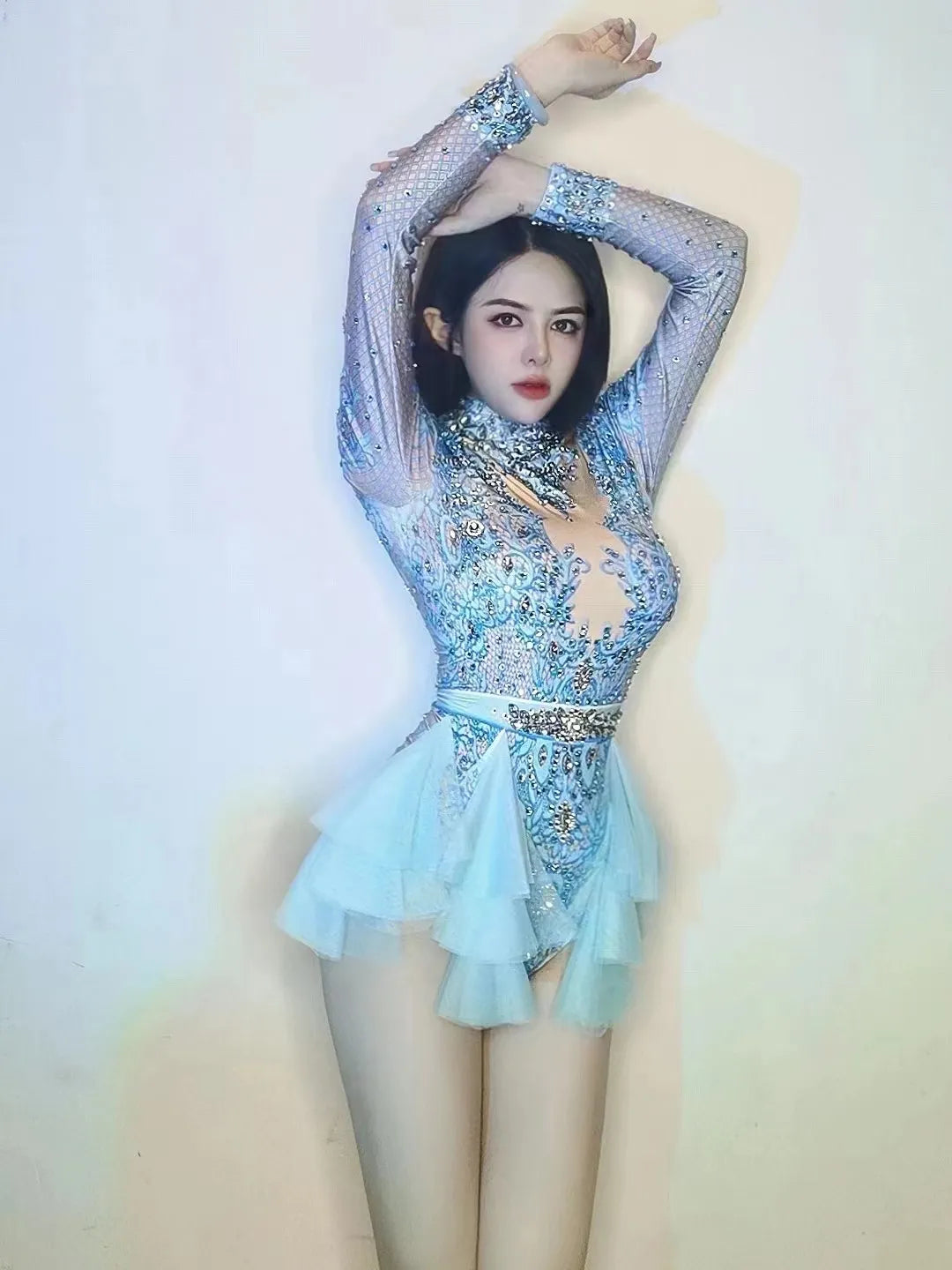 Crystals Stones Bodysuit Nightclub Dancer Stage Show Catsuit Dance Outfit New Armor Style Bar Female DJ DS Costumes