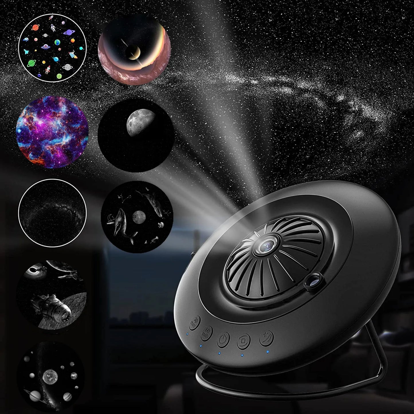 8 in 1 LED UFO Star Projector Night Light Projection Galaxy Starry Sky Rechargeable Projector Lamp Kids Room Ceiling Decoration