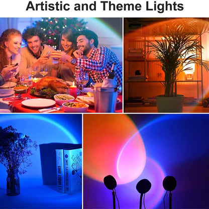 Sunset Projector Lamp Rainbow Atmosphere Night Light Sunset Light For Bedroom Room Decoration Background Wall Tiktok Table Lamp