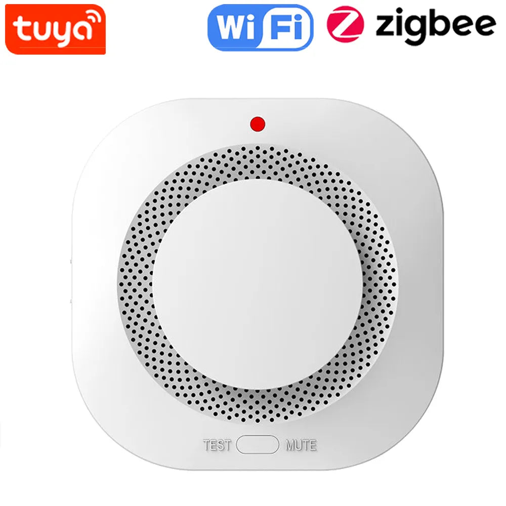 Tuya Smart Zigbee/Wifi Detector de humo protección contra incendios inteligente ALARMA DE SEGURIDAD PARA EL HOGAR alarma de luz de sonido Control por aplicación