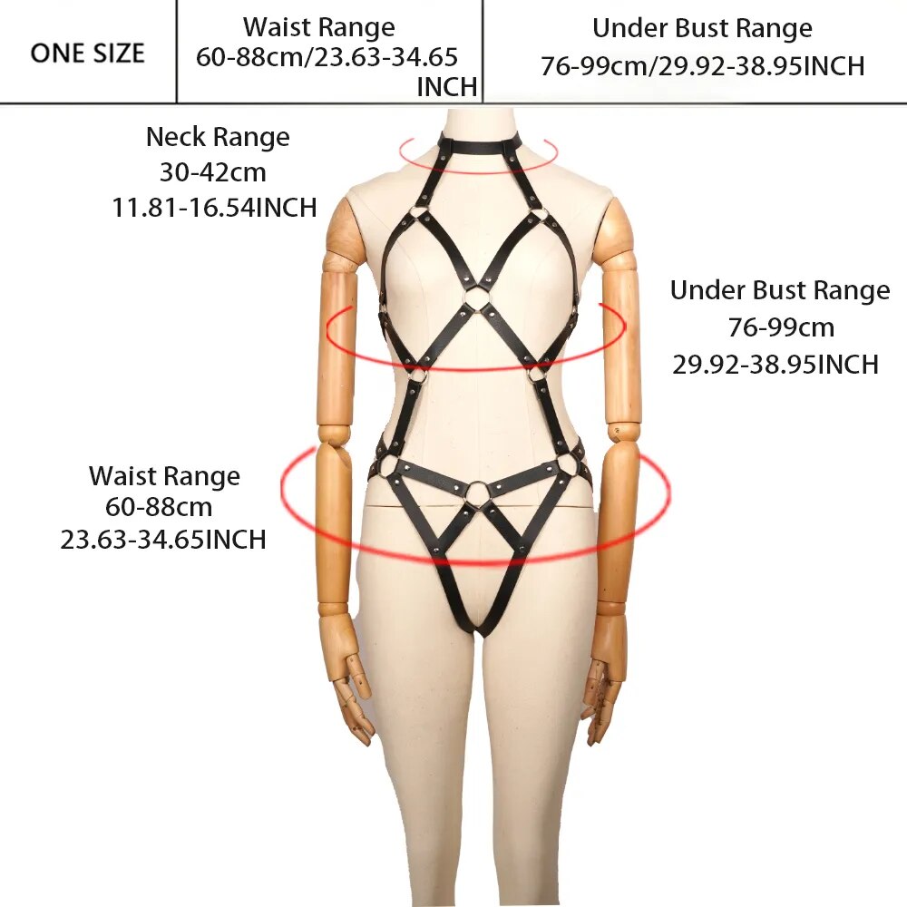 Women Sexy Pu Leather Full Body Harness Belt Waist Corset Belt Woman Wear Gothic  Clothing  Accessories