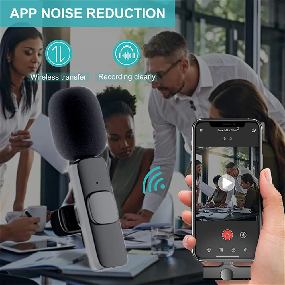 Micrófono Lavalier inalámbrico, Mini micrófono portátil para grabación de Audio y vídeo para iPhone y Android, batería de larga duración, transmisión en vivo para juegos