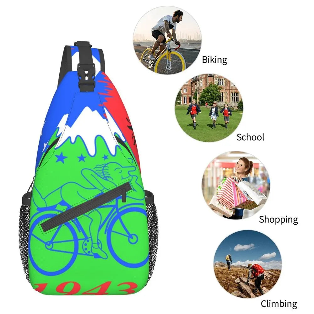 Albert Hoffman LSD Bicycle Day Sling Bags for Men Fashion Acid Blotter Party Shoulder Crossbody Chest Backpack Traveling Daypack