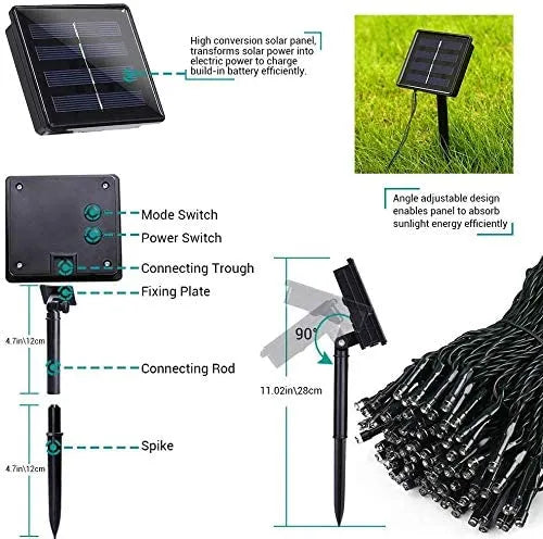 Guirnalda de luces LED alimentadas por energía Solar, guirnaldas de luces impermeables para exteriores, guirnalda Solar para Patio, boda, Navidad, luz de jardín