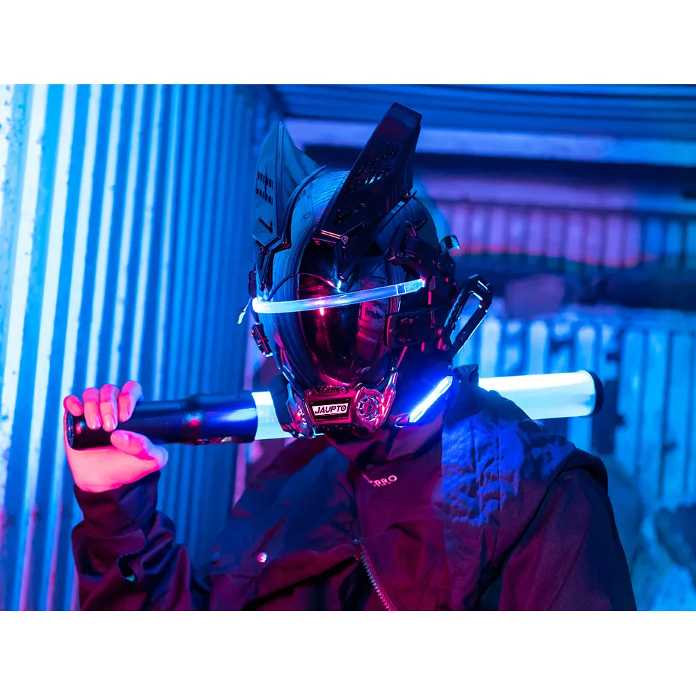 Cyberpunk Mask Cosplay Role Playing Prop Night City Neon Helmet Personalized Army Mechanical Music Festival for Halloween Party