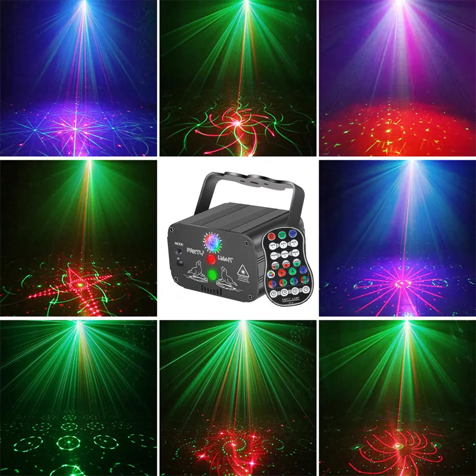 ALIEN RGB Mini DJ Disco Laser Light Projector USB Rechargeable LED UV Sound Strobe Stage Effect Wedding Xmas Holiday Party Lamp