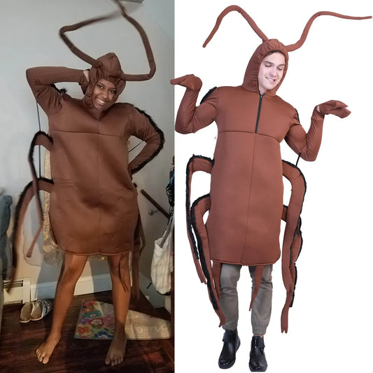 Women Men Cockroach Costume Cosplay Funny Jumpsuit Unisex Animal Halloween Party Carnival Up Purim Costume Props