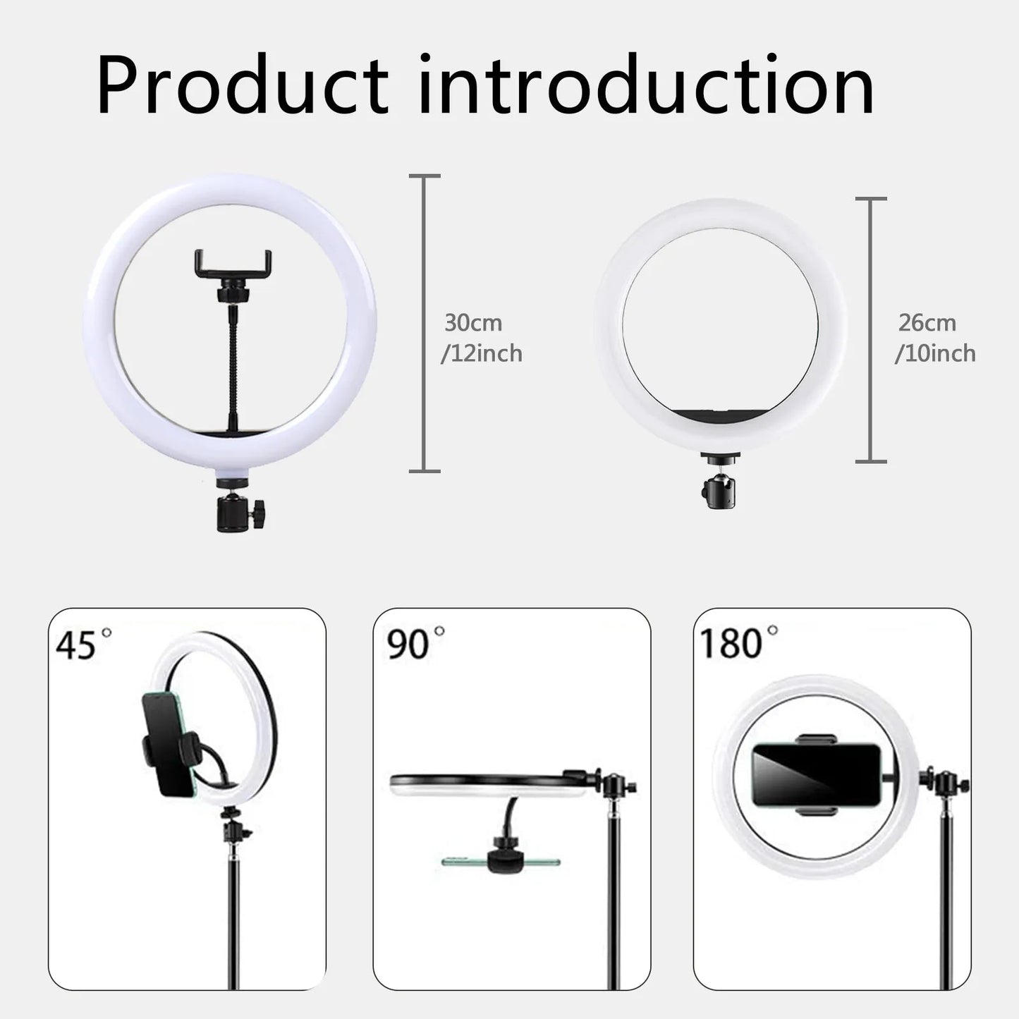 12in 30cm Selfie Ring Light RGB Tripod Phone Stand Holder Photography RingLight Circle Fill Light Led Color Lamp Trepied Makeup