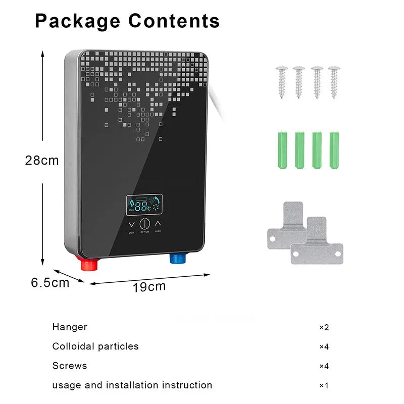 6500W 220V Electric Hot Water Heater Tankless Instant Boiler Bathroom Tankless Shower Set Thermostat Safe Intelligent Automatica