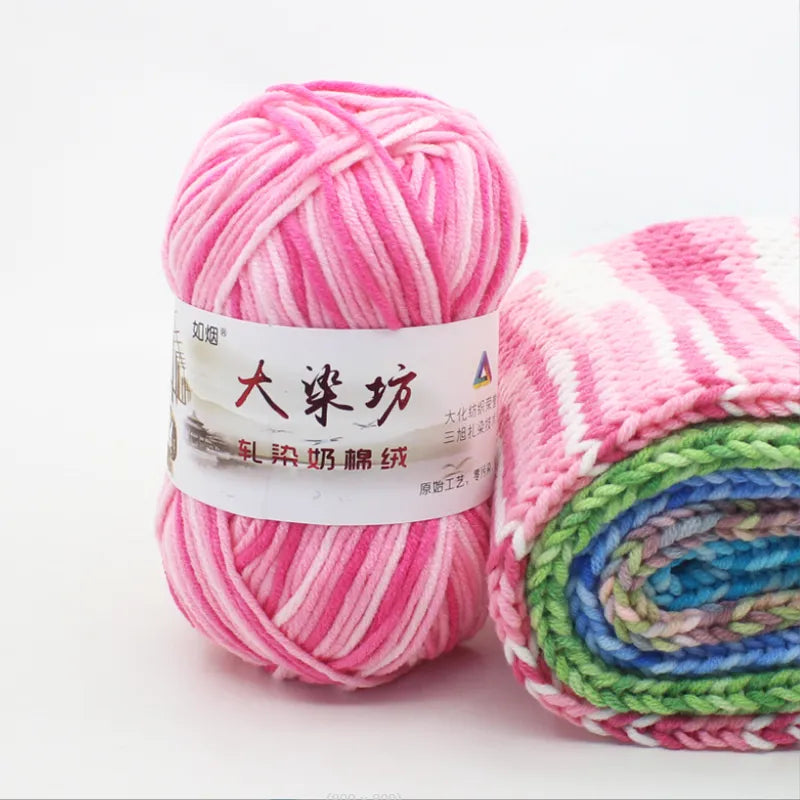 50g  Space dye Yarn Balls With Soft 5-strand Milk Cotton Crocheted Knitted Wool Used For DIY Hat Scarves Hand Weaving Technology