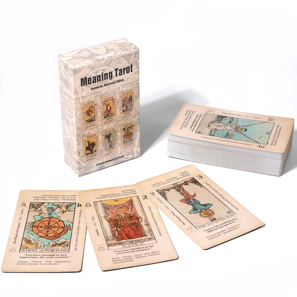 Carte de Tarot avec signification sur eux, mot-clé de Tarot pour débutant, jeu de Tarot antique, apprendre le Tarot, 78 cartes du zodiaque inversé