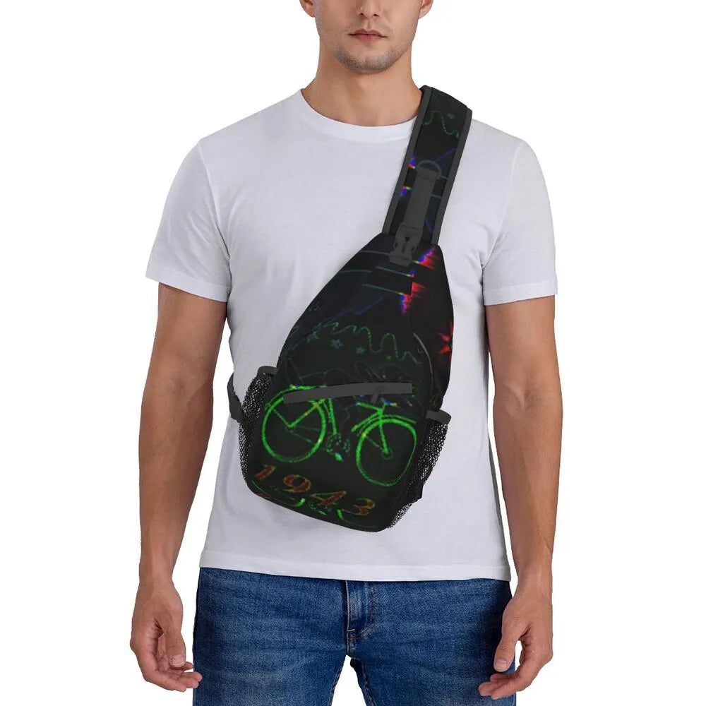 Albert Hoffman LSD Bicycle Day Sling Bags for Men Fashion Acid Blotter Party Shoulder Crossbody Chest Backpack Traveling Daypack