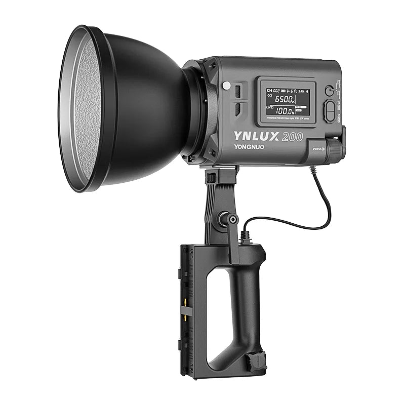 YONGNUO LUX200 YNLUX200 200W 2700K-6500K Luz LED portátil para exteriores con montaje Bowens y adaptador de corriente con mango