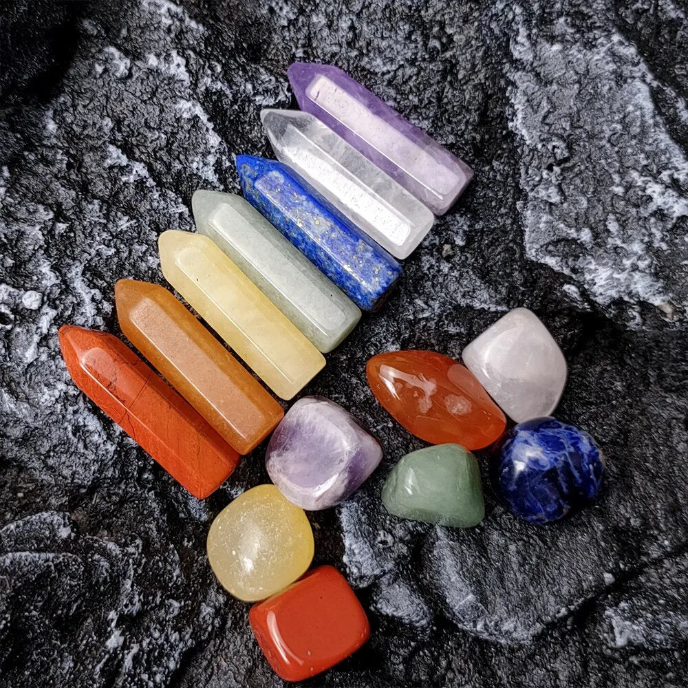 14pcs Pointed Quartz Crystal Healing Stones Yoga stone Crystals Set Hexagon Rose Quartz Gems for Meditation Home Decor Ornaments