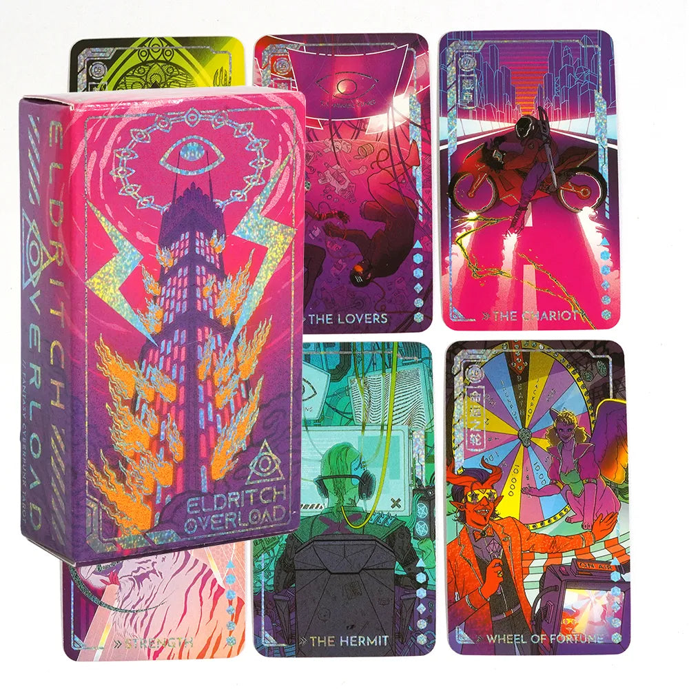 2023 New Eldritch Overload Fantasy Cyberpunk Tarot Deck Fortune Telling Game Divination Tools 78 Cards Deck Birthday Gift