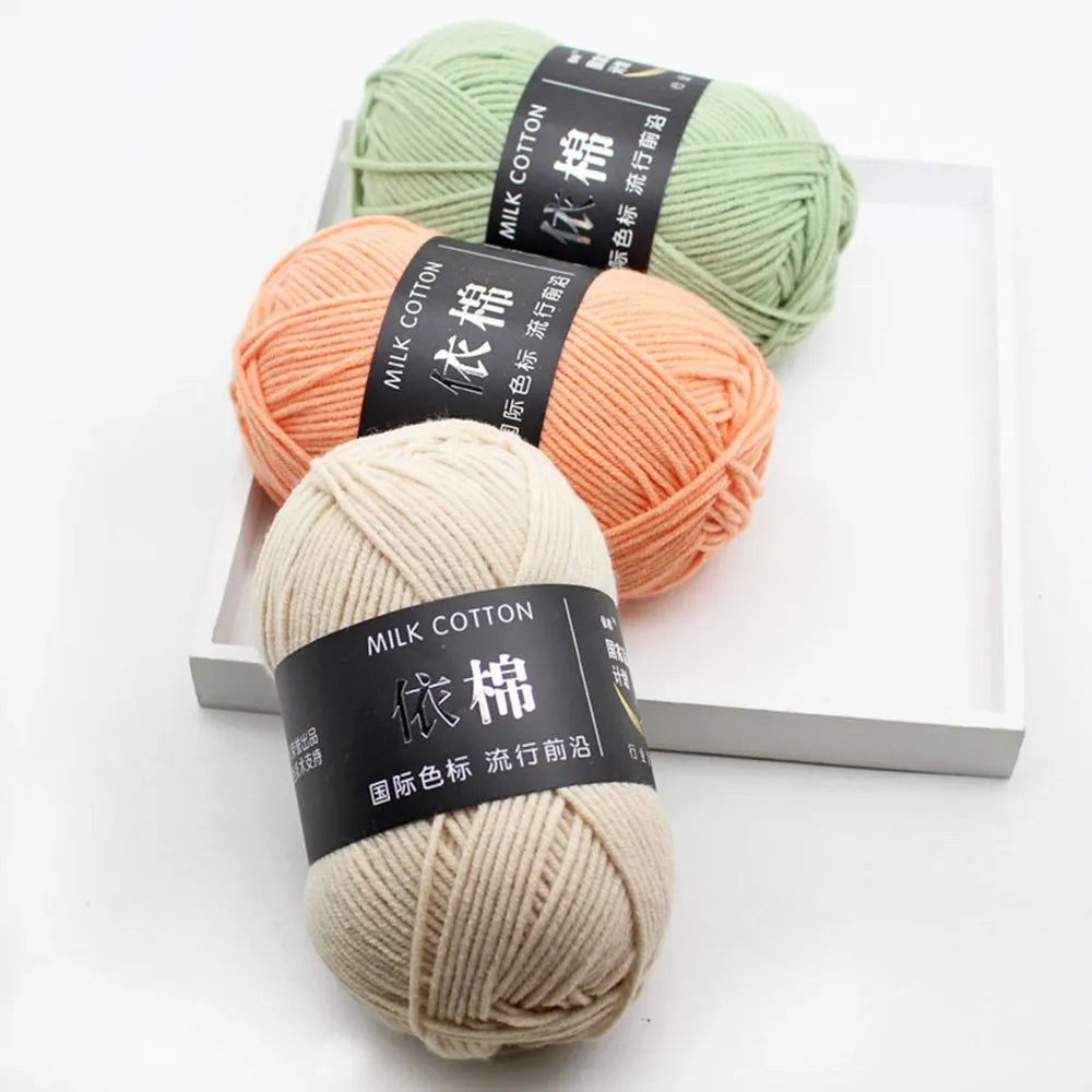 Fil de laine à tricoter en coton au lait, 50g, 4 plis, couture, Lanas teints pour Crochet artisanal, pull, chapeau, poupées, bricolage, outils de tricot