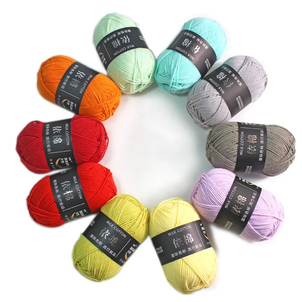 Fil de laine à tricoter en coton au lait, 50g, 4 plis, couture, Lanas teints pour Crochet artisanal, pull, chapeau, poupées, bricolage, outils de tricot