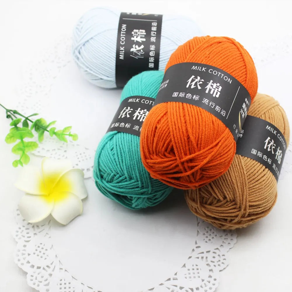 Fil de laine à tricoter en coton au lait, 50g, 4 plis, couture, Lanas teints pour Crochet artisanal, pull, chapeau, poupées, bricolage, outils de tricot