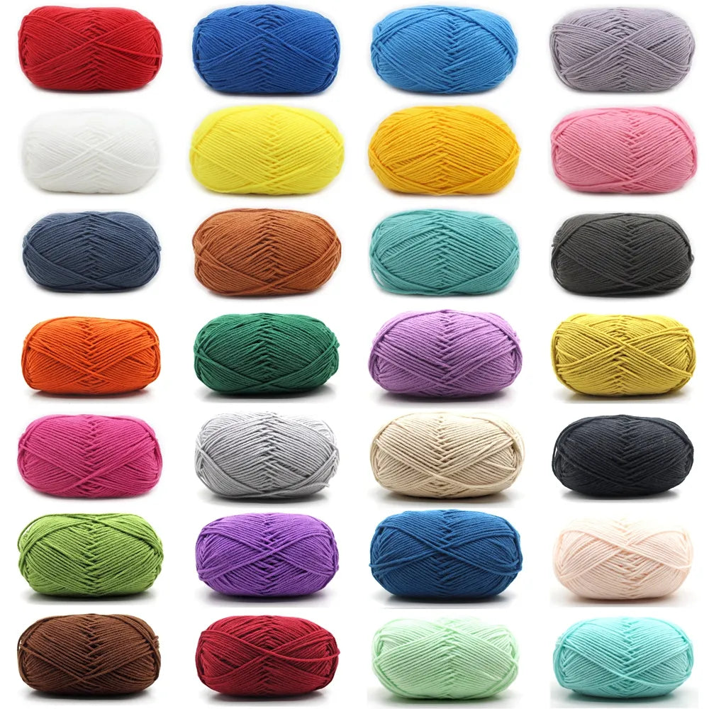 Fil de laine à tricoter en coton au lait, 50g, 4 plis, couture, Lanas teints pour Crochet artisanal, pull, chapeau, poupées, bricolage, outils de tricot