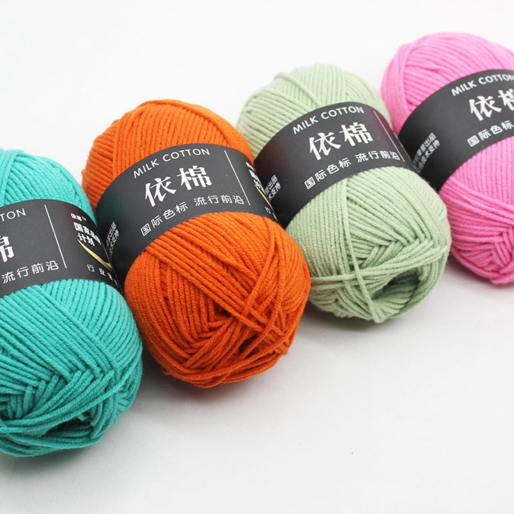 Fil de laine à tricoter en coton au lait, 50g, 4 plis, couture, Lanas teints pour Crochet artisanal, pull, chapeau, poupées, bricolage, outils de tricot