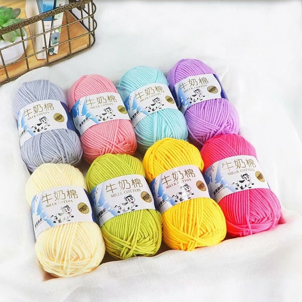 Fil de laine à tricoter en coton au lait, 50g, 5 plis, couture, Lanas teints pour Crochet artisanal, pull, chapeau, poupées, couture, outils de tricot