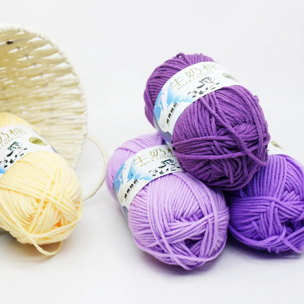 Fil de laine à tricoter en coton au lait, 50g, 5 plis, couture, Lanas teints pour Crochet artisanal, pull, chapeau, poupées, couture, outils de tricot