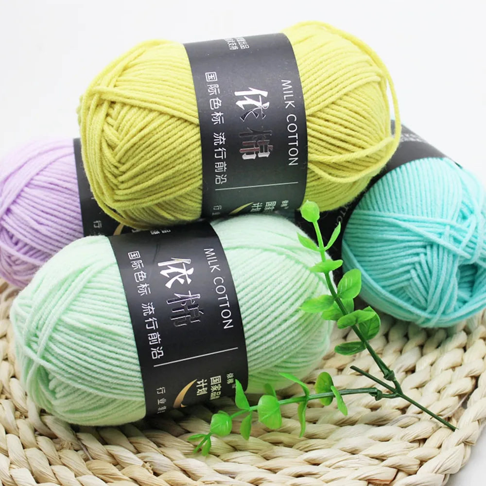 Fil de laine à tricoter en coton au lait, 50g, 4 plis, couture, Lanas teints pour Crochet artisanal, pull, chapeau, poupées, bricolage, outils de tricot