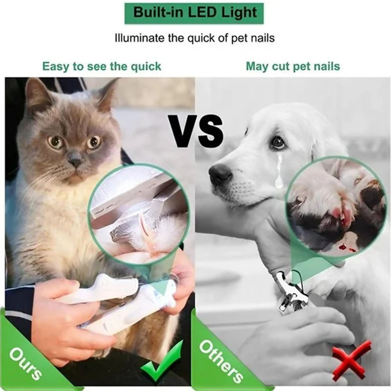 Coupe-ongles pour animaux de compagnie avec lumière LED ciseaux à ongles pour chiens chat outil de coupe professionnel soins fournitures de toilettage