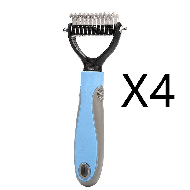 Brosse Double face en acier inoxydable pour animaux de compagnie, peigne d'épilation, démêlage, toilettage pour chiens, outils de perte