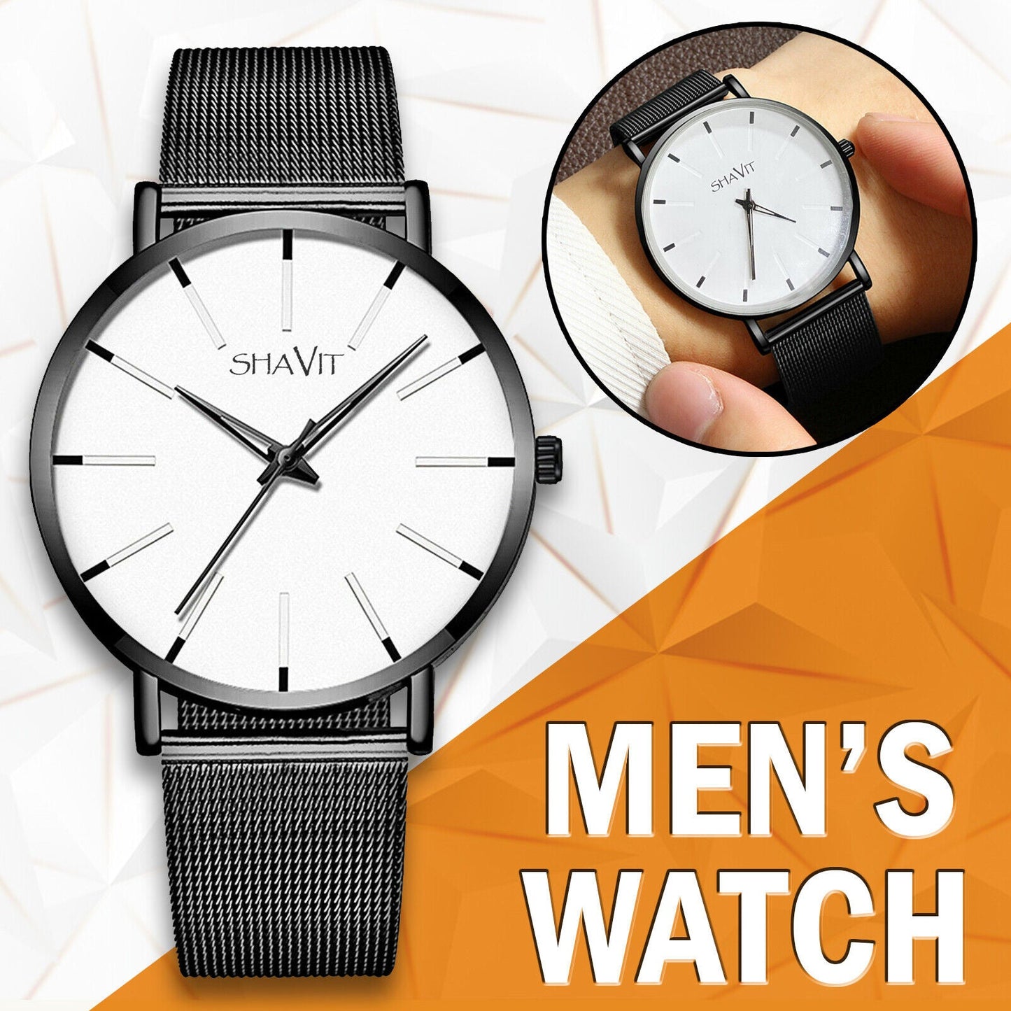 Montre étanche pour hommes, montre-bracelet classique à Quartz en acier inoxydable, de luxe